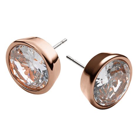 michael kors brilliance rose gold plated crystal stud earrings|Michael Kors hoops.